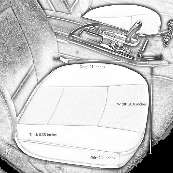Car Seat Cushions Cover, 2pcs PU Leather Car Seat Covers Car Seat Protector Cover for Car Driver and Passenger Seat Bottom (Width 20.8×deep 21×Thick 0.35 inch)(Beige-B)