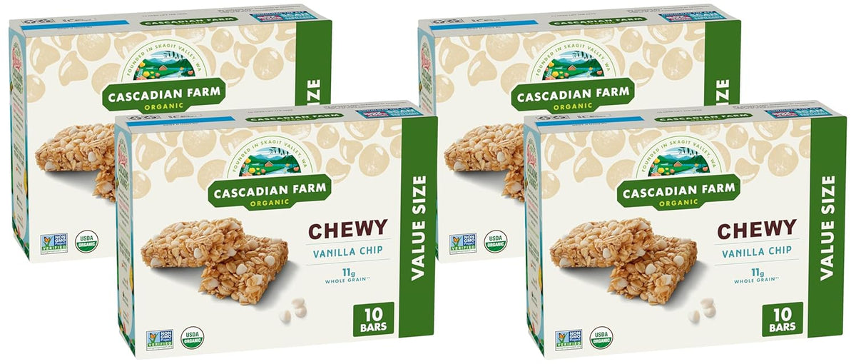 Cascadian Farm Organic Vanilla Chip Chewy Granola Bars, Value Size, 10 Bars, 12.3 oz.