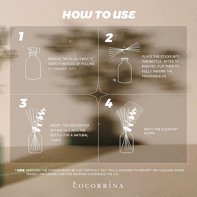 COCORRÍNA Eucalyptus Reed Diffuser Set of 3 - Lemon Eucalyptus, Jasmine & Mint, Ocean Breeze Scents, 1.7 fl oz Each, Total 5.1 oz, Scented Oil Diffusers for Home & Office