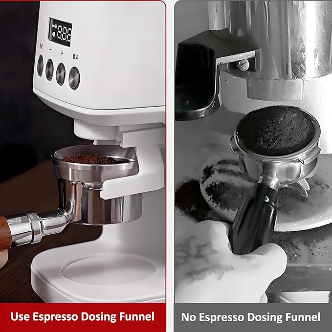 Espresso Dosing Funnel and Puck Screen Set, Coffee Dosing Ring Aluminum, Reusable 1.7mm Thickness Espresso Puck Screen 316 Stainless Steel for Coffee Portafilter Filter Basket (Silver, 53mm)