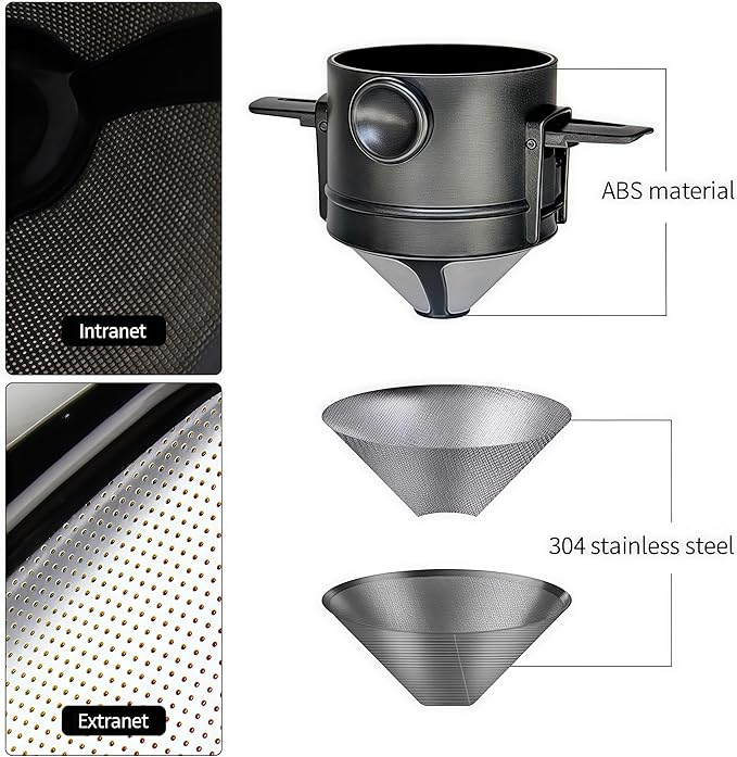 Siphon Coffee Maker Set, 5-Cup 600ml (20.3 oz) Borosilicate Glass Vacuum Brewer with Foldable Stainless Steel Coffee Filter, Dual Filtration for Home, Office & Camping(Filter Plus Version)