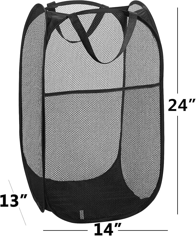 2 pop-up Laundry Hamper,Foldable mesh Laundry Baskets (Each with 2 Reinforced Handles)…