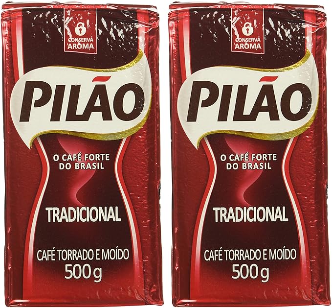 Coffee Rost and Ground - Café Torrado e Moído - Pilao 17.60oz. (500g) - GLUTEN-FREE - (PACK OF 02)