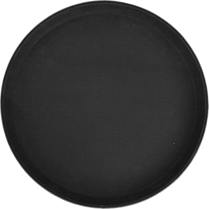 Winco 16" Premium Fiberglass Tray, Non-slip, Black, Round