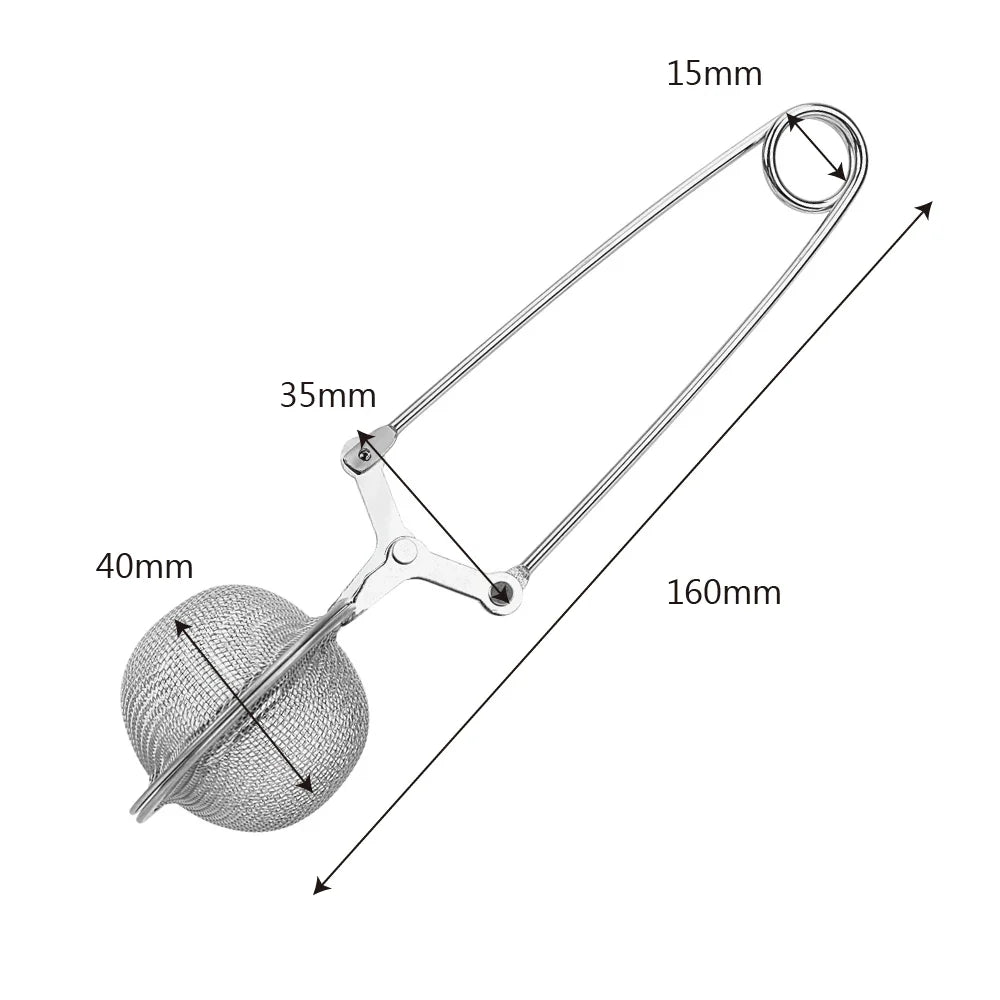 Tea Infuser Handle Tea Ball Sphere Mesh Tea Strainer Coffee Herb Spice Filter Diffuser Kitchen Gadget Stainless Steel