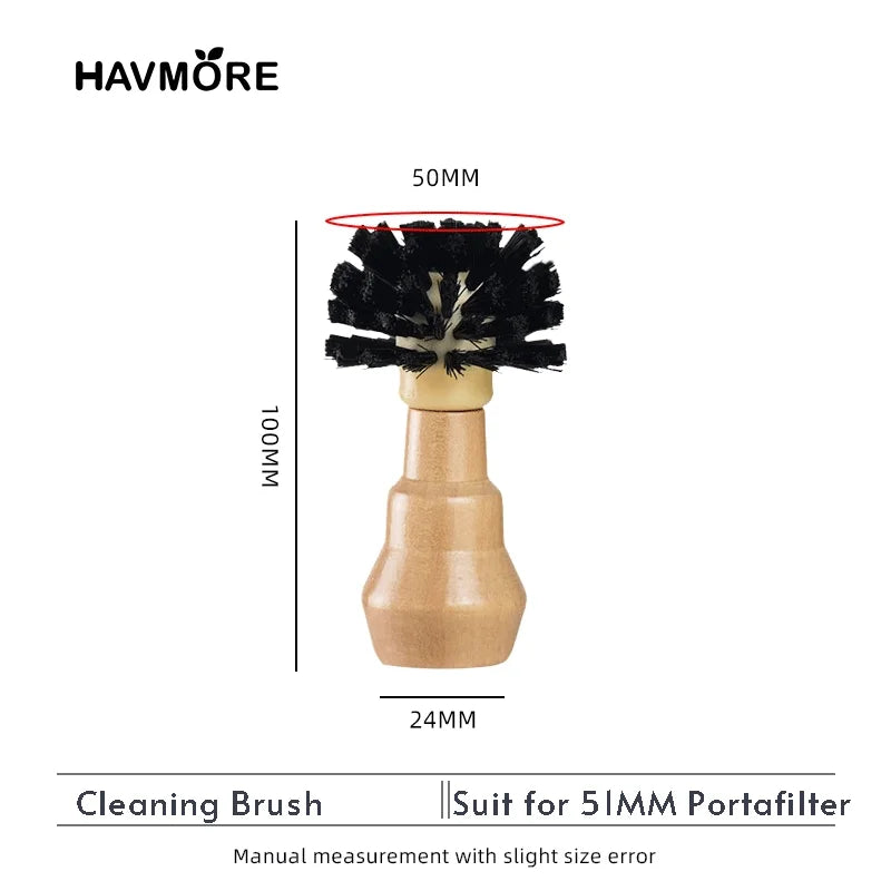 51/58MM Portafilter Cleaning Brush Professional Barista Espresso Coffee Cleaning Brush Tool with Wooden Handle
