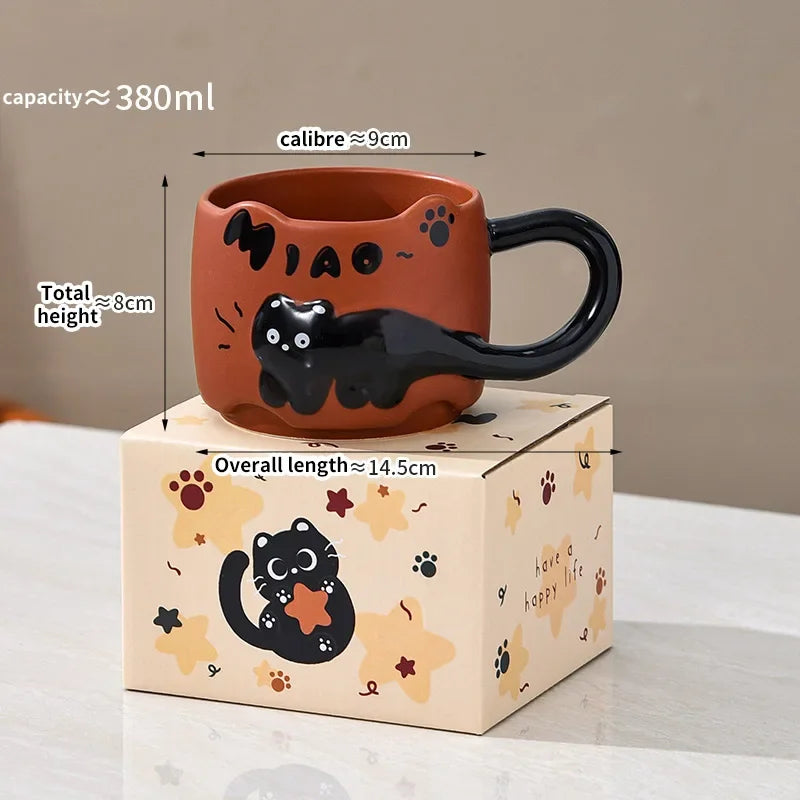 Stacking Cat Mug Coffee Tea Cup Cute Cartoon Design Stacking Creative Adorable Ceramic Fun Gift For Daily Household Use Mug
