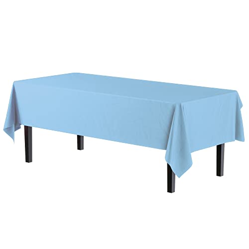 Exquisite Party Solids 6-Pack Premium Plastic Tablecloth 54in. x 108in. Rectangle Plastic Table Cover - Light Blue