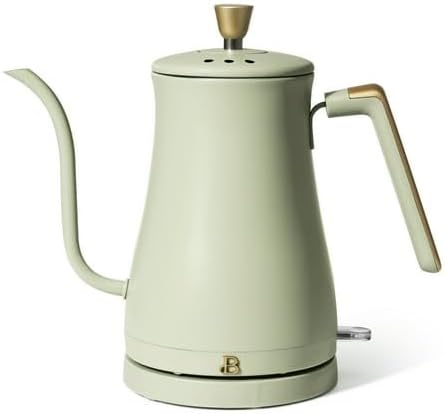 Be.autiful 1-Liter Electric Gooseneck Kettle 1200 W, Powerful 1200-watt boiling system,Long-lasting stainless steel with soft matte premium finish exterior, 360-degree power base,(Sage Green)