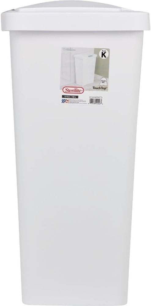 STERILITE 10458004 Touch Can, White, 13 Gallon