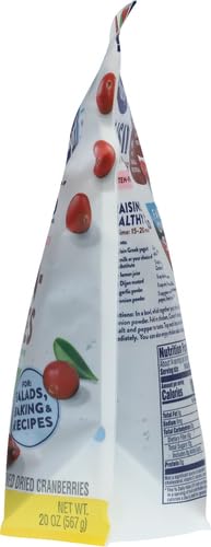 Ocean Spray Craisins 50% Less Sugar Dried Cranberries, 20 Oz Resealable Value Pack Pouch
