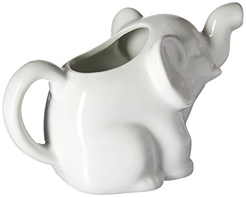 HIC Kitchen Elephant Creamer With Handle, Fine Porcelain, 9-Ounce, For Serving Milk, Cream, Syrup, Dressings, And Sauces