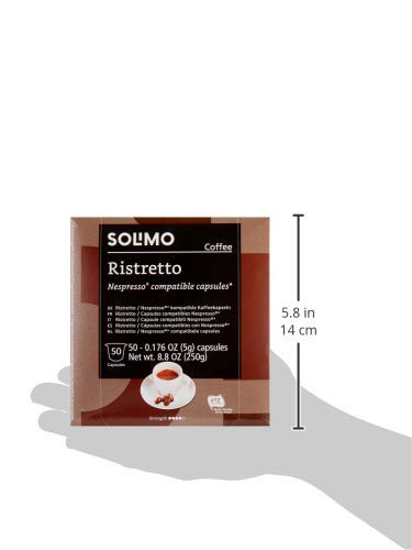 Amazon Brand - Solimo Ristretto Capsules, Dark Roast, Compatible with Original Brewers, Pack of 1x50 Capsule (50 count)