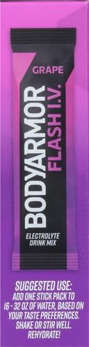BODYARMOR Flash IV Electrolyte Packets, Grape - Zero Sugar Drink Mix, Single Serve Packs, Coconut Water Powder (6 Count) (Pack of 2)