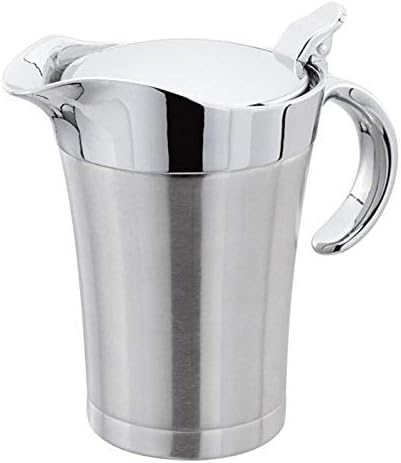 Double Insulated Gravy Boat - Stainless Steel Sauce Jug with Hinged Lid Hinged Lid Ideal for Gravy or Cream at Thanksgiving (750ML/26 OZ)