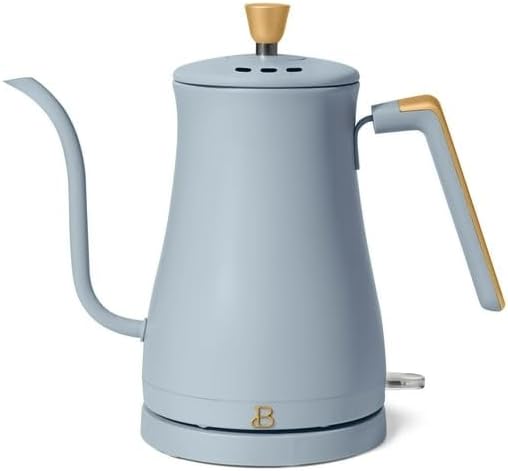 Beautiful 1-Liter Electric Gooseneck Kettle, 1200W Fast Heating, Precision Pour Spout, One-Touch Control, Stylish Compact Design by D'rew Barry'more (Cornflower Blue)