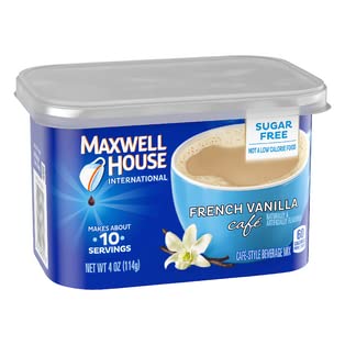 Maxwell House International French Vanilla Sugar Free Cafe Beverage Mix 4 oz Canisters, Pack of 4