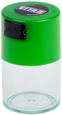 Vitavac - 5g to 20 grams Airtight Multi-Use Vacuum Seal Portable Storage Container for Dry Goods, Food, and Herbs - Green Clear