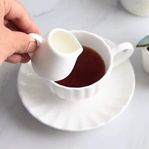 Sizikato 2pcs Mini Classic Pure White Ceramic Creamer with Handle,Small Coffee Milk Creamer Pitcher. 2oz