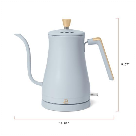 Beautiful 1-Liter Electric Gooseneck Kettle, 1200W Fast Heating, Precision Pour Spout, One-Touch Control, Stylish Compact Design by D'rew Barry'more (Cornflower Blue)