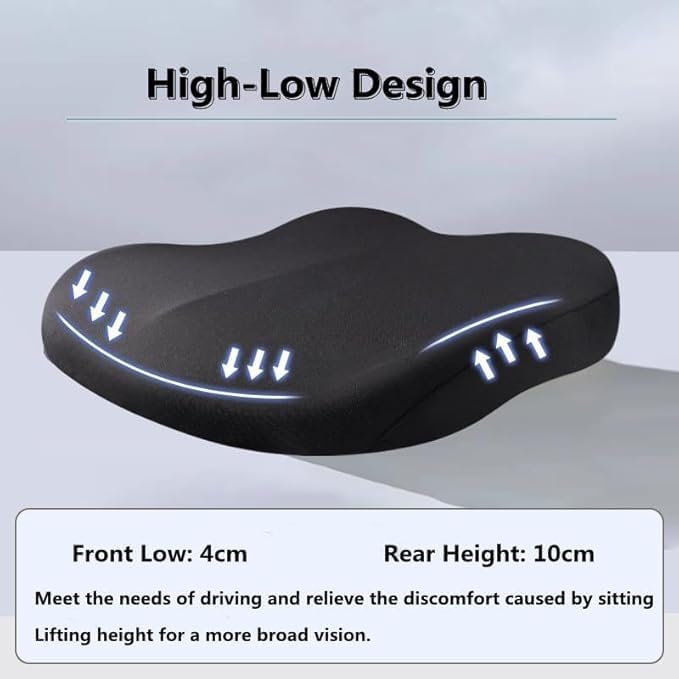Adult Car Booster Seat Cushion, Car Seat Driver Height Boost Mat Memory Foam Car Seat Cushions Pad Improve Driving View Non-Slip 3D Office Chair Cushion Pressure Relief (Pink)
