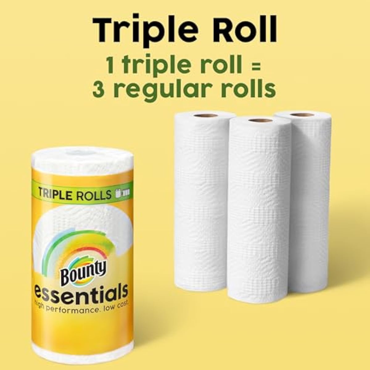 Bounty Essentials Select-A-Size Paper Towels, White, 2 Triple Rolls = 6 Regular Rolls (Packaging May Vary)