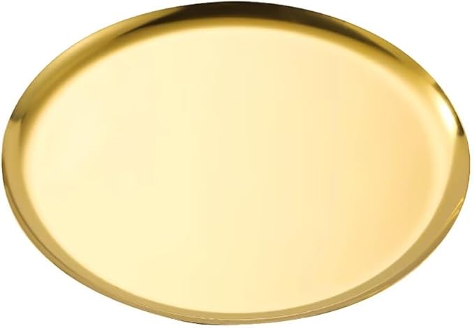 Serving Trays 11in Stainless Steel Decorative Tray Round Gold Tray for Kitchen Wedding Party Coffee Table