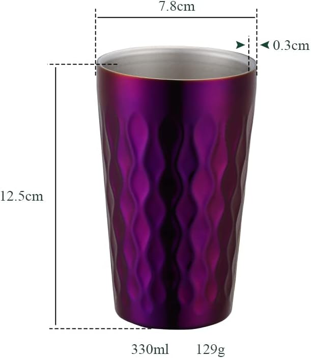 10oz Stainless Steel Cup Set, 6Pcs Double Wall Metal Cup，Vacuum Stackable Insulated Portable Drinking Tumblers Unbreakable Glasses，for Home Outdoor Restaurant (Purple)