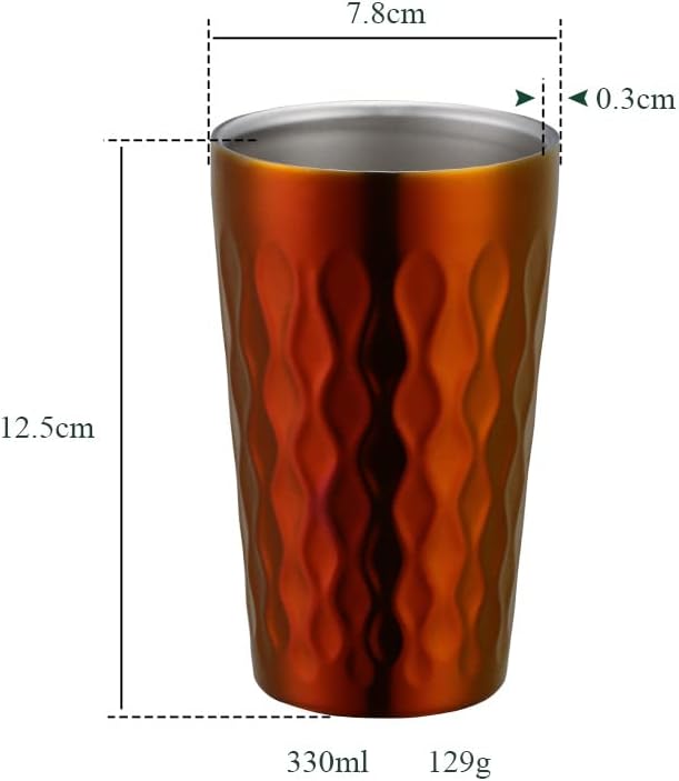 10oz Stainless Steel Cup Set, 6Pcs Double Wall Metal Cup，Vacuum Stackable Insulated Portable Drinking Tumblers Unbreakable Glasses，for Home Outdoor Restaurant (Orange Red)