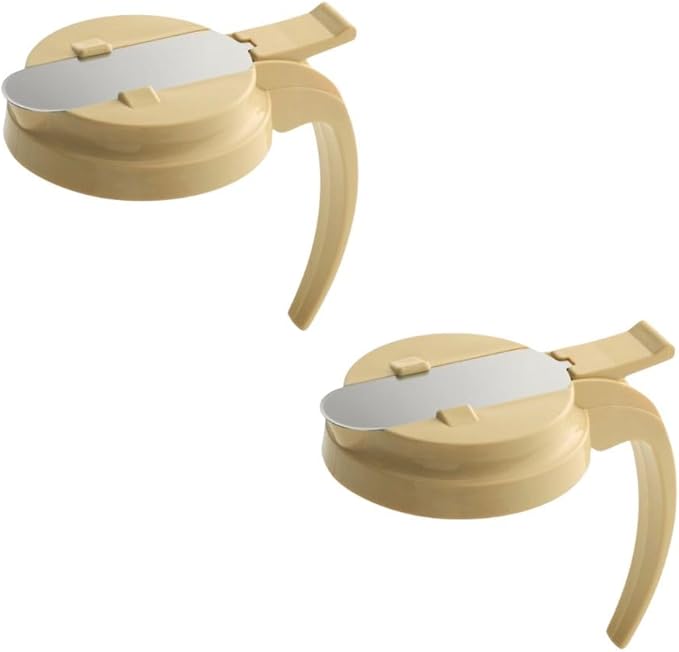Soro Essentials- Syrup Dispenser Lid Replacement Tan Color Plastic Sef of 2- Fits 32 and 48 oz Syrup Dispensers Easy Pour Spout Waffle Pancake Syrup Container for Maple Syrup Honey Barbecue Sauce