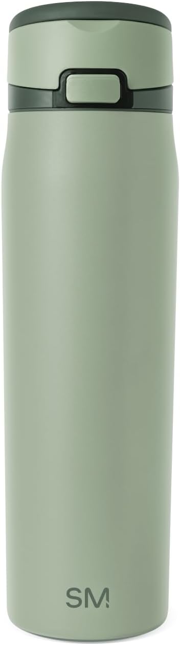Simple Modern Mesa Loop Water Bottle with Covered Straw and Handle | 24oz Cup Holder Friendly Insulated Stainless Steel Bottles for Travel, Sports and School | Eucalyptus Mix