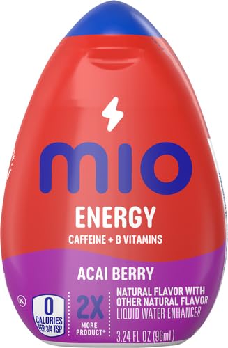 MiO Energy Acai Berry Storm Naturally Flavored with other natural flavors Liquid Water Enhancer Drink Mix with Caffeine & B Vitamins with 2X More (3.24 fl. oz. Bottle) (Pack of 4)
