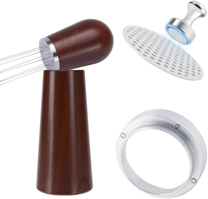 51mm espresso accessories kit include WDT tool Dosing Funnel and Puck Screen Set distribution tool can Break up Clumps funnel fit delonghi and casabrew machines