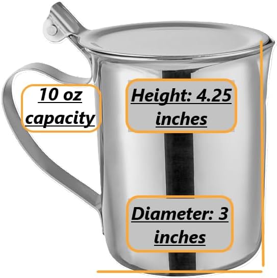 10 oz. Stainless Steel Creamer Server with Lid & Closed Handle – Durable Mirror-Finish Creamer Pitcher for Coffee, Syrup, Salad Dressings, Gravy – Perfect for Restaurants, Cafes & Home Use (2)