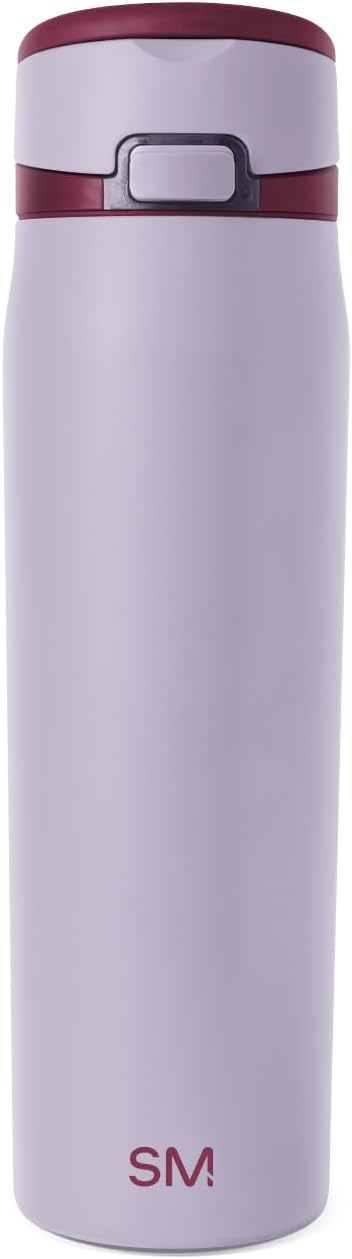 Simple Modern Mesa Loop Water Bottle with Covered Straw and Handle | 24oz Cup Holder Friendly Insulated Stainless Steel Bottles for Travel, Sports and School | Lilac Stone