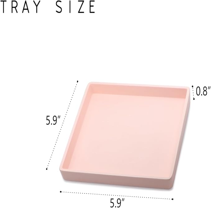 Small Square Tray (5.9 inch) 3 Pack, Durable Pink Tray for Desserts & Organization, Lightweight for Coffee, Drinks, Party, Seasoning, Perfume and Display.