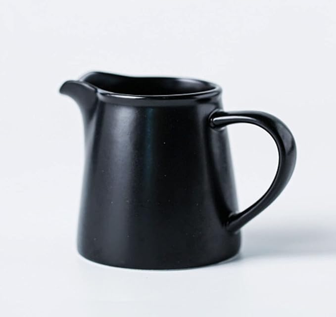 Black Mini Simple Ceramic Coffee Milk Creamer Pitcher with Handle, Set of 2