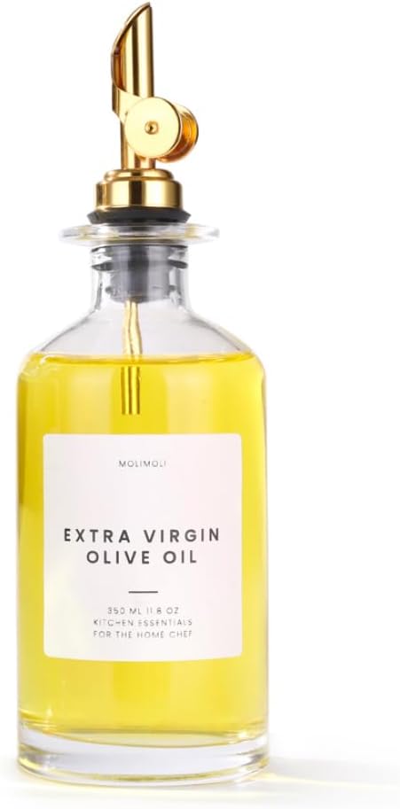 Molimoli Glass Oil Dispenser Bottle for Kitchen, Weighted Pourer, Olive Oil Cruet | 350ml, Set of 1