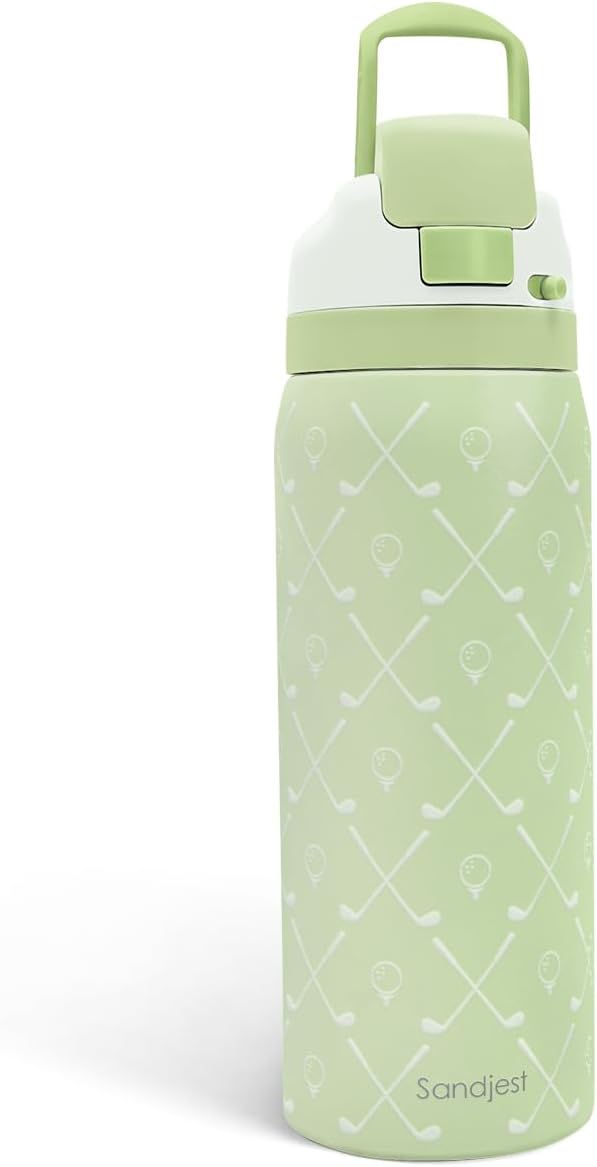 Golf Insulated Stainless Steel Water Bottle with Straw for Sports and Travel, 32oz, Gifts for Golf Lover Women Girls Friends Teens Birthday Christmas