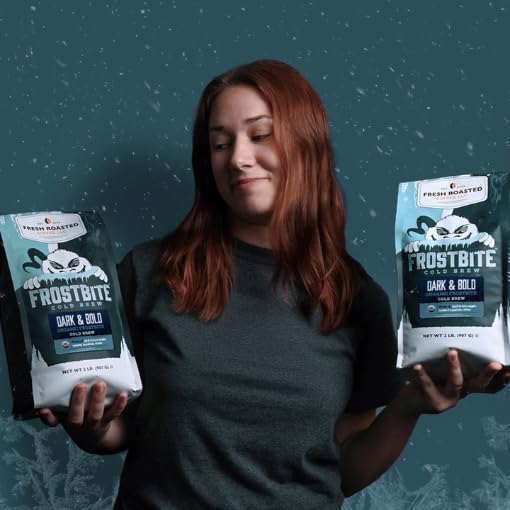 Fresh Roasted Coffee, Organic Dark & Bold Frostbite Cold Brew | USDA Organic, Kosher | Dark Roast | 2 lb Whole Bean