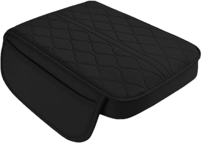 Car Center Console Cushion for 9th Gen Toyota Camry LE SE XLE XSE 2025 2026, Nappa Leather Memory Foam Armrest Cover with Side Storage Pockets, Auto Elbow Support Pad 1pc,Black
