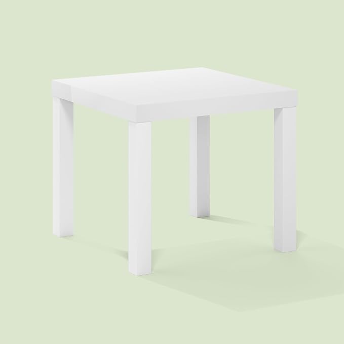Bayan End Table, Square Side Table, for Small Spaces, Living Room, Bedroom, White