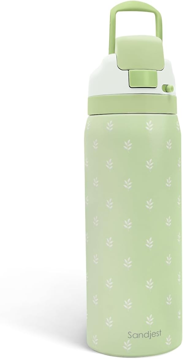 Botanical Insulated Stainless Steel Water Bottle with Straw for Sports and Travel, 32oz, Gifts for Women Girls Friends Teens Birthday Christmas