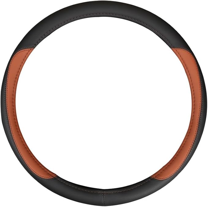 Product Truck Steering Wheel Cover PU Leather Anti Slip Anti Rub Four Season Universal 16 17 18 19inch (Black Brown, 17inch)