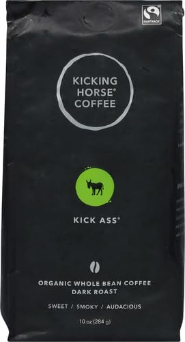 Kicking Horse Coffee,Kick Ass,Dark Roast,Whole Bean,10 Oz,(Pack of 2)