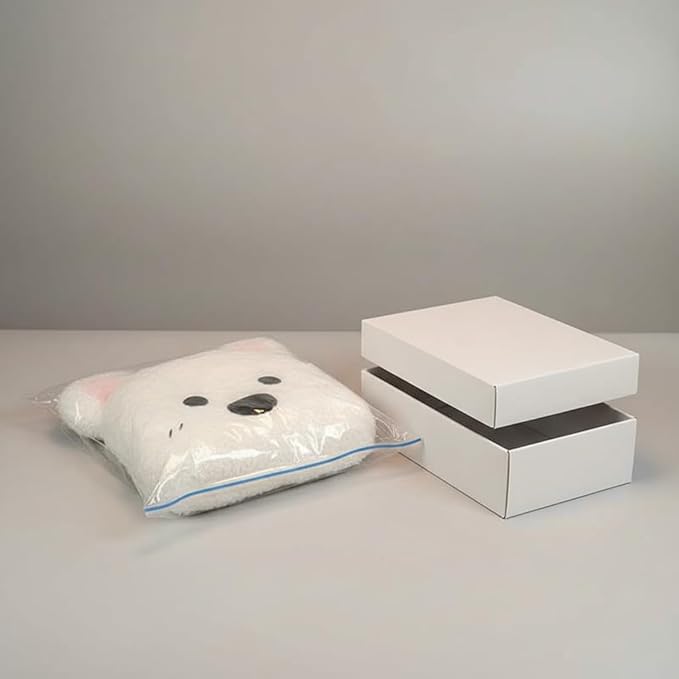 Soft Plush Car Seat Cushion and Lumbar Support Set - Adorable White Animal Design for Enhanced Driving Comfort (White)