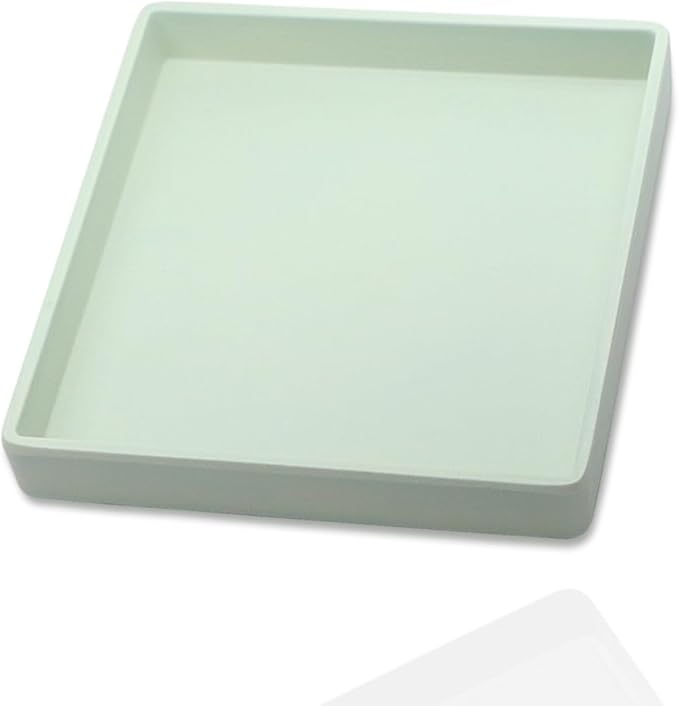 Small Square Serving Tray (5.9 inch), Durable Green Tray for Desserts & Organization, Lightweight for Coffee, Drinks, Party, Seasoning, Perfume and Display.