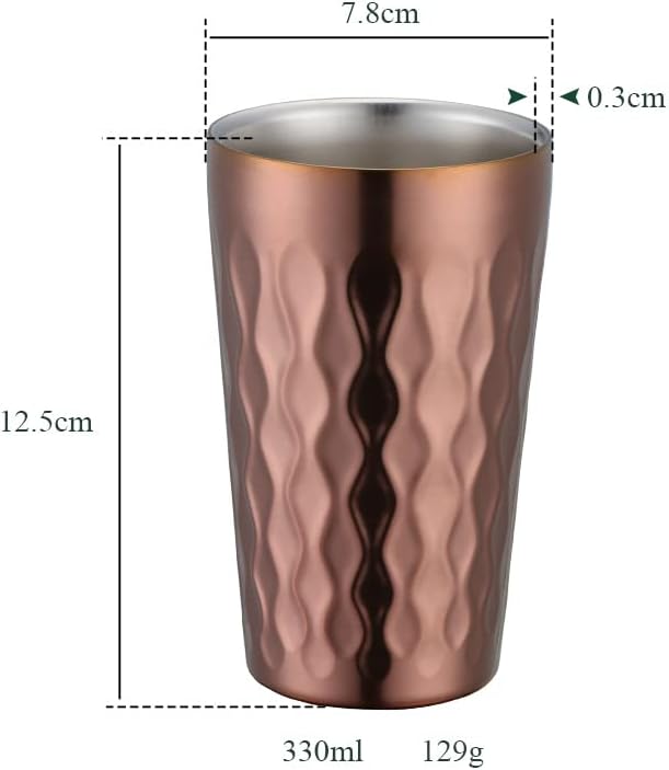 10oz Stainless Steel Cup Set, 6Pcs Double Wall Metal Cup，Vacuum Stackable Insulated Portable Drinking Tumblers Unbreakable Glasses，for Home Outdoor Restaurant (Rose Gold)