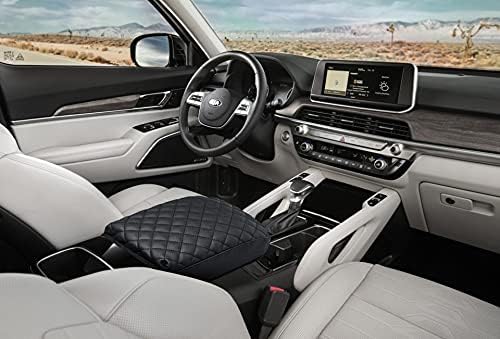 KMMOTORS Telluride Console Cover, Armrest Cushion, Vegan Leather, Console lid Protector, Anti-Scratch (Black)