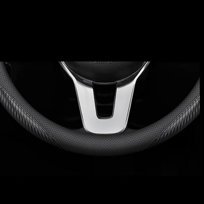 Universal Fit Leather Steering Wheel Cover Anti-Slip Auto Wheel Cover Car Wheel Protector Car Accessories Fit for Suvs,Trucks,Sedans,Cars,Vans (Black-B-M, Standard Size[14 1/2''-15''])